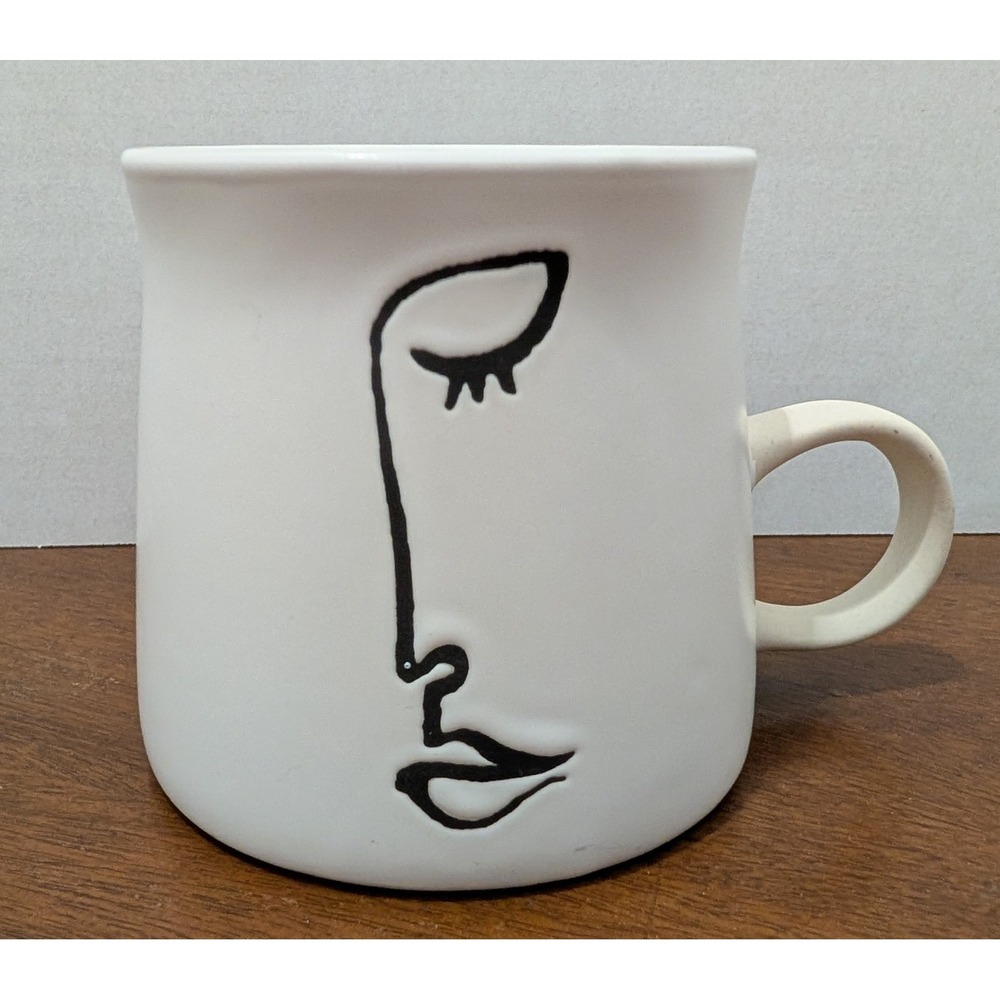 Abstract Face Line Art Hand Made Stoneware Mug Dishwasher And Microwave Safe